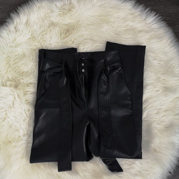 Aritzia Wilfred Faux Leather Tie-Front Pants - Picture 5 of 8